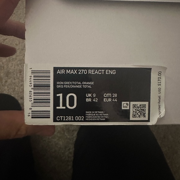 Nike Air Max React 270 ENG, Men’s Size 10, Grey - Picture 6 of 6